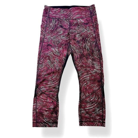 Lululemon Pace Rival Crop - Seawheeze - Who Done It Regal Plum Black Size 6 - Picture 1 of 5
